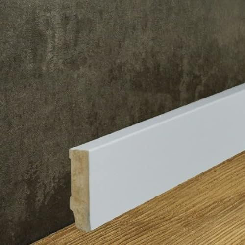PROVISTON - Battiscopa in MDF, 16 x 40 x 2500 mm, nucleo in MDF laminato, bianco, per incollare, clip, viti e chiodi, 25 m, 10 pezzi