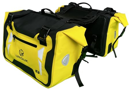 UROUK Motorrad Satteltaschen Tasche 60L Wasserdicht Motorradtasche Taschen Motor Seitentasche (Gelb)