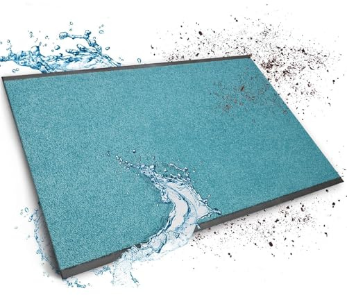 Floordirekt Schmutzfangmatte auf Maß, 200 x 250 cm, Türkis, Fußmatte, Türmatte Eingangsbereich, Fußabtreter, Türvorleger, Sauberlaufmatte, Meterware, Mono