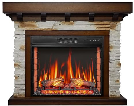 ArtiFlame Elektrokamin mit Gehäuse Ludwig AF28S realistischer 3D-Flammeneffekt, Panoramaglas, LED-Beleuchtung, Temperaturregelung, stilvolles Design, freistehend - antike Eiche