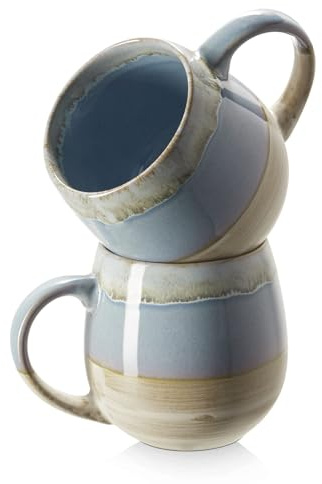 Juego de 2 tazas de café de cerámica, taza de té grande para oficina y hogar