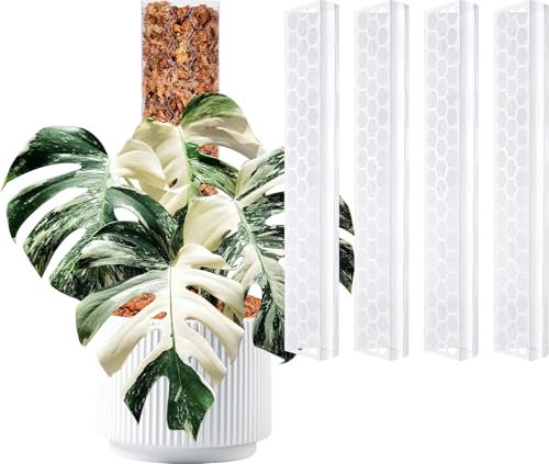 Plastic D Shape Sphagnum Moss Pole for Climbing Plants - 4 Pcs 17 Inch 43cm Plastic Stackable Plant Support, Designed for Monstera & Indoor Plants with Enhanced Stability（Clear）