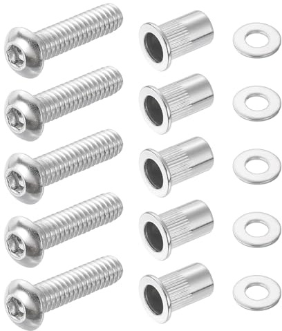 QUARKZMAN 50 Set 1/4-20 Rivetti a Rivetto e Bulloni Testa Tonda da 1 Viti | a Pulsante, a Testa Esagonale a Presa 1/4-20, Rondelle Piane Filettate, Acciaio Inossidabile 304