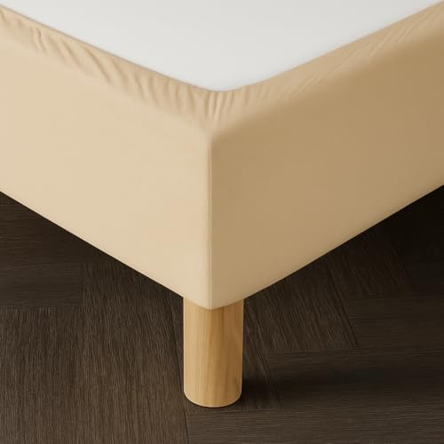 DAHLICA Betthusse 180x200 Beige – Weicher und dehnbarer Stoff – Makelloses Erscheinungsbild