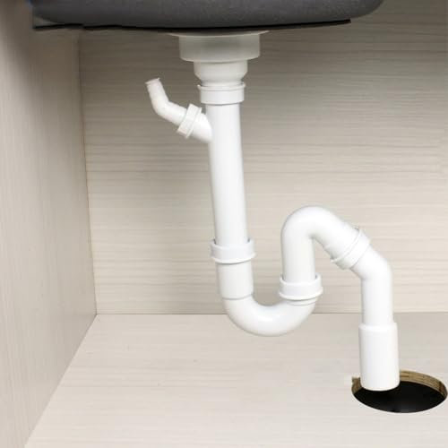 DAZZLEEX Kit de vidange d'évier de cuisine 40 mm Tuyau de vidange flexible pour évier de salle de bain évier de cuisine Tuyau coudé en U pour bonde d'évier