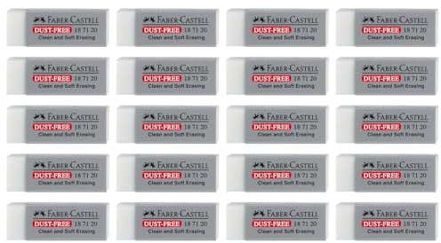 FABER-CASTELL - Radiergummi Dust-Free, 20 Radierer für Schule und Büro | Sauberes und schmierfreies Radieren von Blei- und Buntstiften