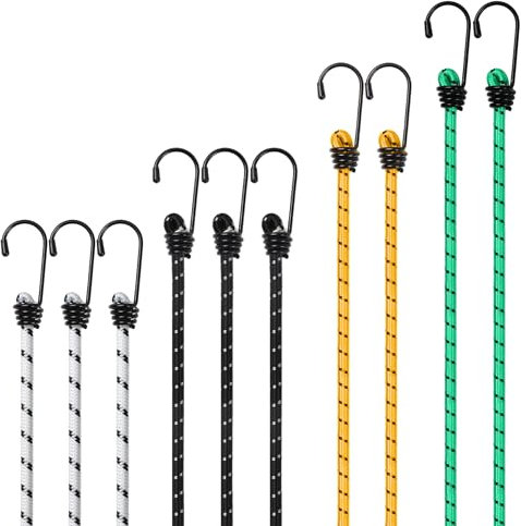 10er-Set Spanngummi mit Haken, Universal Spanngurte, Gepäckspanner, Expander, in 4 Längen - 2025 Neuestes - Breite 8MM Spanngurt Set - Ladungssicherung für Möbeln, Fahrrad&Motorrad, Camping