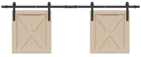 Gecheer Kit Anta Scorrevole per Armadio 152 cm in Acciaio al Carbonio,Kit Porta Scorrevole,Kit Accessori per Porte Scorrevoli del Fienile,Cucina,Studio,Binario per per Porta Scorrevole,P4009665