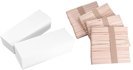 CALLARON 400stücke Wachsstreifen zur Haarentfernung Set mit Enthaarungspapier Vliesepilierer und Wachsstäbchen für Gesicht und Körper Baumwolle und Holz Flexibel und Robust