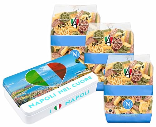 Kit del Tifoso Azzurro con 3pz Pasta Garofalo Napoli 4° Scudetto + Latta Napoli nel Cuore con Biscotti al Limone [Limited Edition]