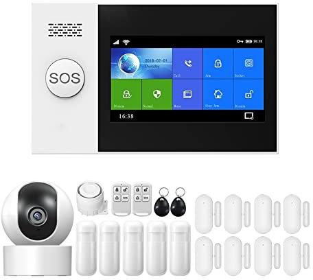 Sistema di sicurezza domestica Tuya Wireless GSM di allarme antifurto domestico telecamera IP PIR sensore di movimento sensore porta kit di allarme di sicurezza controllo APP(Set-L)