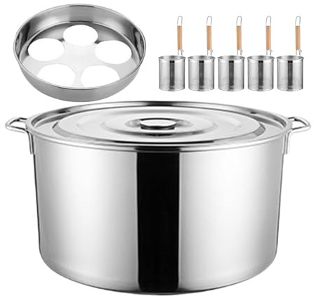 Juego de olla para pasta comercial con olla de 45 cm y 5 coladores, olla para espaguetis y fideos con 5 orificios, olla multiusos para pasta, olla para cocinar sopas picantes y huevos duros.