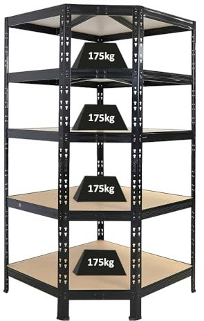 PROREGAL Eckregal Tiger Schwarz HxBxT 180x90x60 cm Fachlast 175kg Schwerlastregal Kellerregal Lagerregal Metallregal Steckregal