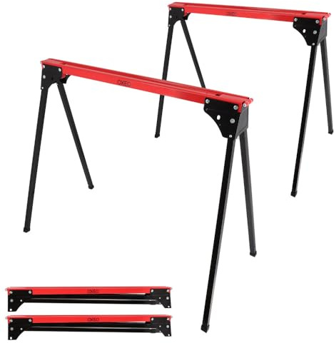 Lot de 2 tréteaux pliables léger - Capacité 760kg - Métal - Tréteaux pour atelier et chantier - Largeur 86cm - Ht 79cm
