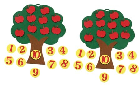 WEKAMOS Árbol de Números de Fieltro 2 Juegos, Material No Tejido para Niños | Diseño Agujeros, Colores Vivos y Verde, para Educación Temprana y Decoración del Hogar Estilo Aleatorio