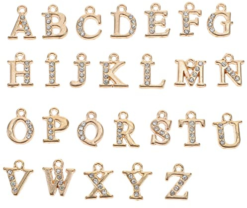 Beatifufu Ciondoli Lettere in Lega Strass, Set da 26 Pezzi per Creazione Gioielli Fai da Te, Accessori per Collane e Braccialetti Artigianali, Design Facile da Appendere, per Appassionati