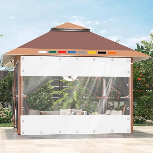 Tende Per Eventi e Tendoni Con Porte a Cerniera,Gazebo Pannelli Laterali in Telone Trasparente Bianca,Tende in Teloni Trasparenti Impermeabile in Pvc Da 0,3mm Con Occhielli,0Zip-5.6×2.1m(18.4*6.9ft)