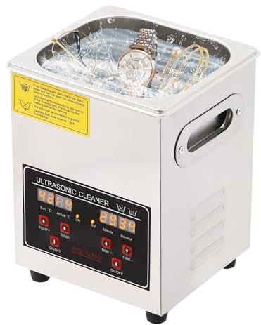 Ultrasonic Cleaning Machine 60W Stainless Steel Electric Digital Cleaner with Heater and Timer, Ultrasound Washing Jewelry Cleaner Machine for Retainer Glasses Auto Tool Part (2L)