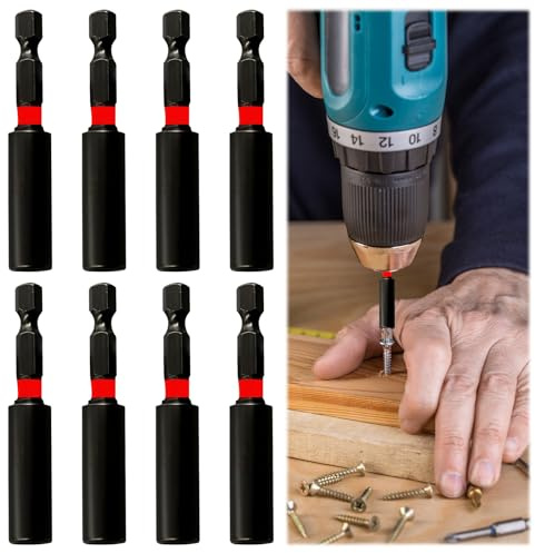 8 Pcs 60mm Magnetic Drill Bit Holder 1/4 Hex Shank Screwdriver Drill Driver Magnetic Bit Holder Extension Hex Bar Holder, Multifunctional Impact Driver Holder for Household Industrial Tools