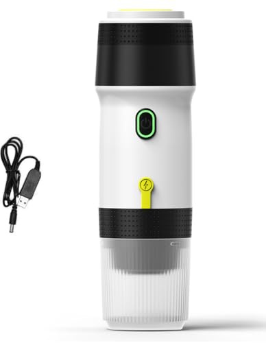 Aumotop Caffettiera Elettrica Portatile 3 in 1 per Viaggi in Auto a Casa con Tazza da 120 Ml, Ricarica USB, caffè Freddo e Riscaldamento, Adatta per gli Amanti del caffè, Guscio ABS (Bianca)