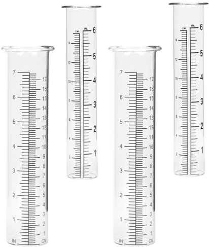 BCOATH Regenmesser aus Glas 4 Stück Glasröhren für Regenmesser zur Genauen Messung des Regenfalls im Garten und Hof mit Transparentem Reagenzglas