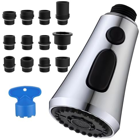 Douchette de Robinet Cuisine Réglable à 3 Vitesses Embout Robinet Cuisine Tête de PulvéRisation de Remplacement de Cuisine Avec 9 Adaptateurs pour Robinets de Cuisine Et Robinets D'évier
