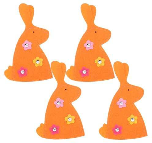 Cabilock Cubiertas para Huevos de Pascua en Tela No Tejida, Diseño Conejito Naranja, 4 Piezas, Decoración Festiva Reutilizable para Fiestas y Eventos Familiares