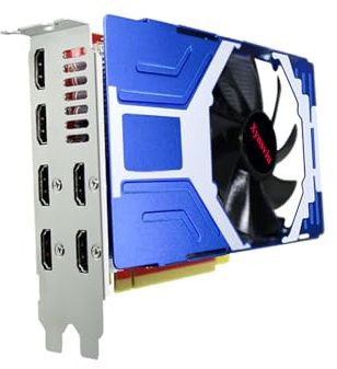 Xynsviu RX580 - Tarjeta gráfica GDDR5 de 4 GB con 6 HDMI para múltiples configuraciones de monitor, 4 K