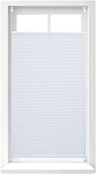 Relaxdays Plissee Rollo ohne Bohren, Klemmfix zum Kleben, Faltrollo lichtdurchlässig, Faltstore weiß, B x H: 60 x 130 cm