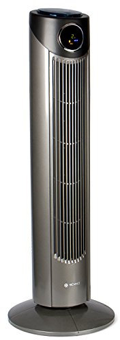 TECVANCE Tower Fan PLUS - Turmventilator mit Fernbedienung, Säulenventilator leise, 80° Oszillation (schwenkbar), Standventilator mit Timer, 86 cm x 31 cm, Grau …
