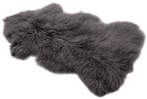 Naturasan Tibet-Lammfell Schaffell, lockige Spitzenqualität, seidig weiches Tibetlamm Dekofell, Teppich, Vorleger (Grau)