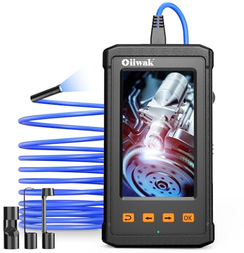 Oiiwak Endoscope Camera with Light, 5.5 mm Borescope, 4.3 IPS Screen HD Digital Snake Inspection Camera, IP67 Waterproof for Drain, Plumbing, Wall, Automotive- 3.5 m/11.5 ft