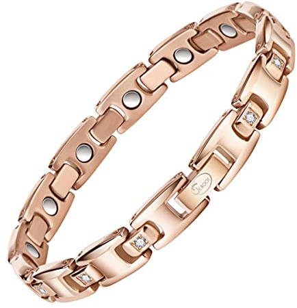 JEROOT Titan Magnetarmband Damen mit Zirkonia, Eleganter Magnet Schmuck