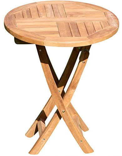 ALEOS. Echt Teak Holz Klapptisch Holztisch rund 60cm Gartentisch Garten Tisch Coamo Teakholz