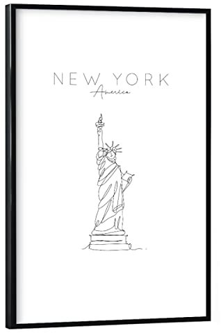 artboxONE Poster mit schwarzem Rahmen 75x50 cm Städte Statue of Liberty Ney York - Bild Statue City Design