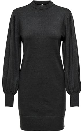 ONLY Damen Onllabelle Life L/S Dress KNT Noos 15210835,Dark Grey Melange,L