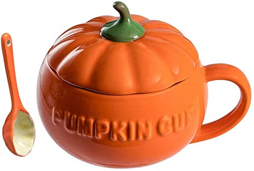 BERTY·PUYI Zuccheriera in Ceramica Zuccheriera in Porcellana con Coperchio E Cucchiaio Tazza da Budino A Forma di Zucca Tazza da caffè in Ceramica Piatti da Portata per La Casa-30ML