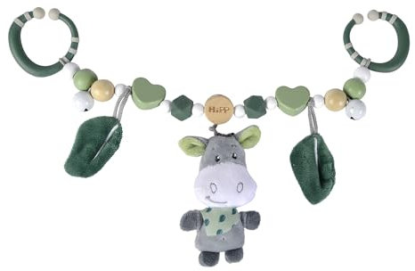 Eichhorn - Baby Hipp Collection - Wagenkette mit verschiedenen Elementen, Plüschesel mit Rasselfunktion, inkl. Glocken, FSC zertifiziertes Buchenholz, ab den ersten Lebensmonaten geeignet, Mehrfarbig