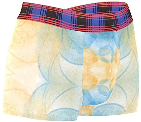 Herren Boxershorts mit Tasche Art Pfirsichblüte Blau Gold Weich Low Rise Trunks Leichte Unterwäsche, mehrfarbig, XXL