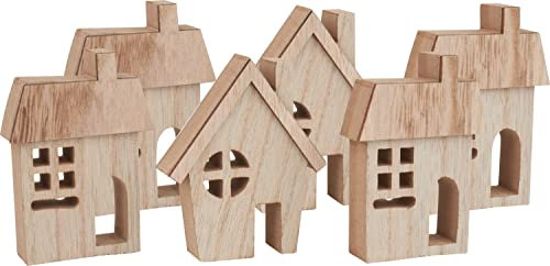 VBS 6er-Pack Häuser-Silhouetten MINI Weihnachtshaus Holzhäuser Winterdorf