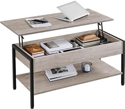 Yaheetech Mesa de Centro Elevable con Mecanismo 104,5x49,5X(47-62) cm
