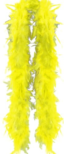 Federboa Weihnachtsboa, 200CM Flauschige Federboa Feder Schal Verkleidung Einfarbig Flauschige Girlande für Damen Kinder Karneval Fasching Stola Kostüm Hochzeitsdekoration, Heimdekoration,Gelb