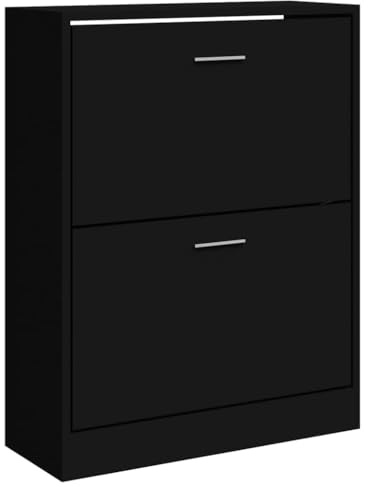 vidaXL Schuhschrank Schuhablage Schuhregal Schuhständer Schuhaufbewahrung Schuhkipper Schuhkommode Schwarz 63x24x81cm Holzwerkstoff