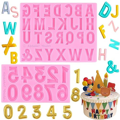 ZiXiang Set di 2 stampi in silicone a forma di lettere dell'alfabeto maiuscole per cioccolato, decorazioni per torte di zucchero, topper per cupcake, caramelle, argilla polimerica, pasta di gomma, set