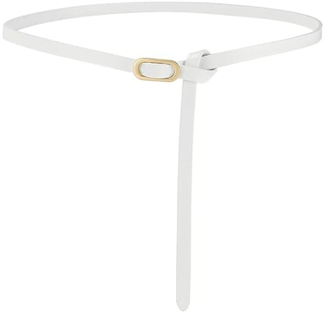 GIMIRO Damengürtel [1cm x 108cm] geniune Hüftgurt Verstellbare schmale Gürtel Kleid Bund (White)
