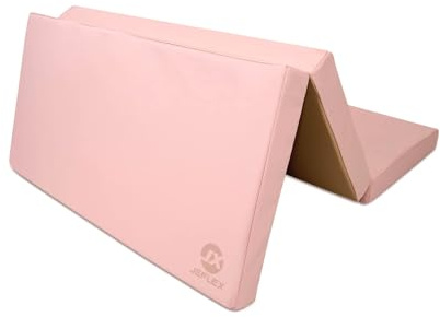 Jeflex - Matelas gymnastique pliable rose/beige 150 x 100 x 8 cm fabriqué en Allemagne/Tatami judo portable/matelas pliable peu encombrant et tapis de yoga/tapis de gym enfant pour chambre d'enfant