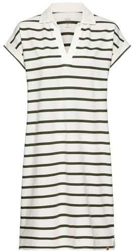 camel active Damen Piqué Polokleid aus zertifiziertem Organic Cotton Olive-Weiß, Womenswear-M