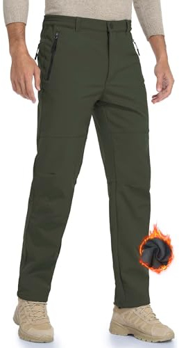 HFDWYJ Thermohose Herren Winter wasserdichte Skihose Jagd Outdoor Hosen Winddichte Thermal Winterhose Softshell Hosen Snowboardhose Winddichte Schneehose Zum Skifahren Wandern Trekking-grün-L