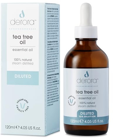 Derora Tea Tree Oil (10% Diluted) | For Skin, Hair & Nails | Cleansing & Invigorating | 100% Pure & Natural | Antioxidant & Natural Antiseptic | (120ml)