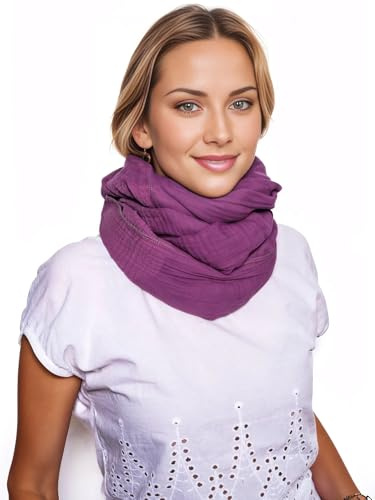 Scandi Linen Musselin Loop Schal Damen, Schlauchschal, Schlauchschal Damen, Musselin Schal Damen, Loop Schal Damen Sommer Leicht, Loop Schal